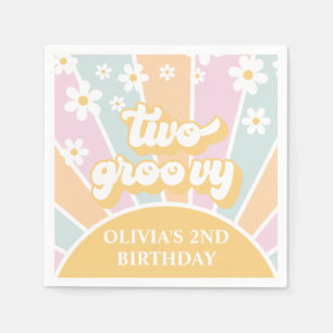 Two Groovy pastel Retro Sunshine daisy boho Napkin