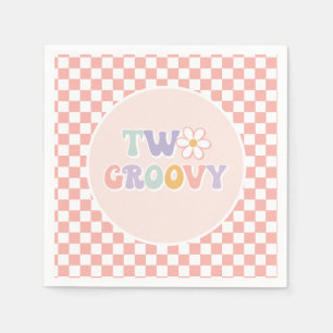 Two Groovy Pink Daisy Chequered Napkin