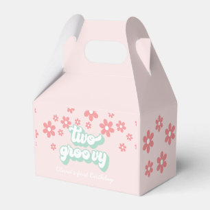 Two Groovy Pink Daisy second birthday Favour Box