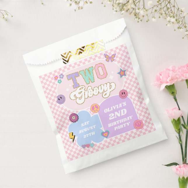 Two Groovy Preppy Patch 2nd Birthday Party Favour Bag (Sealed)