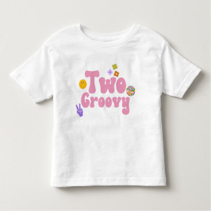 Two Groovy Retro 70's 2nd Second Birthday Pink Toddler T-Shirt