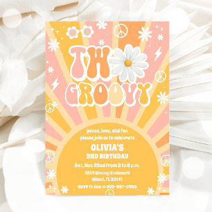 Two Groovy Retro Birthday Invitation