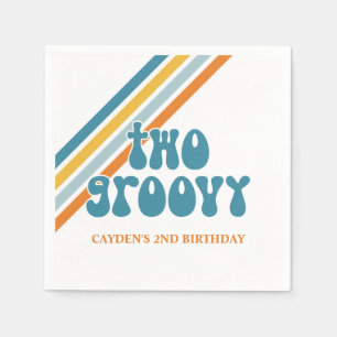 Two Groovy Retro Boy birthday Napkins