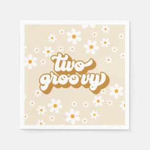 Two Groovy Retro Daisy 2nd Birthday Napkins