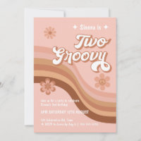 Two Groovy Retro Daisy Pink Girl Birthday