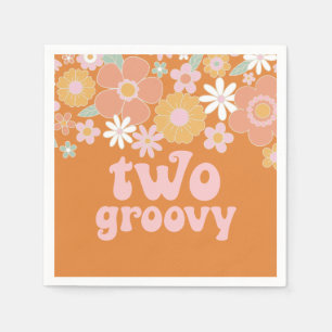 Two Groovy Retro Floral 2nd birthday Napkin