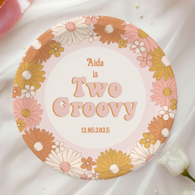 Two Groovy Retro Floral Paper Plate (Creator Uploaded)