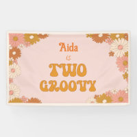 Two Groovy Retro Floral Pink & Orange Backdrop