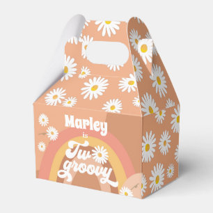 Two Groovy Retro Hippie Daisy Girl Birthday Favour Box