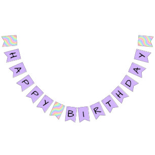 Two Groovy Retro Pastel Rainbow 2nd Happy Birthday Bunting