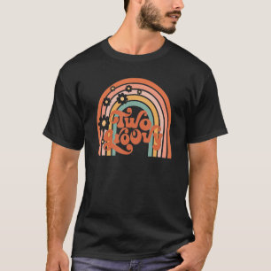 Two Groovy Retro Rainbow Boho Birthday Party Boys T-Shirt