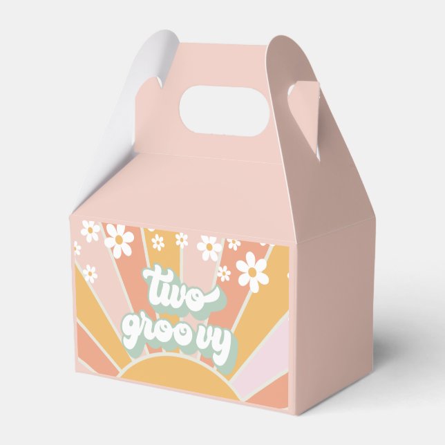 Two Groovy Retro Sunshine daisy boho thank you Favour Box (Front Side)