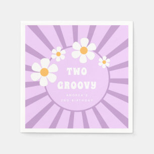 Two Groovy Retro Sunshine Girl Second Birthday Napkin