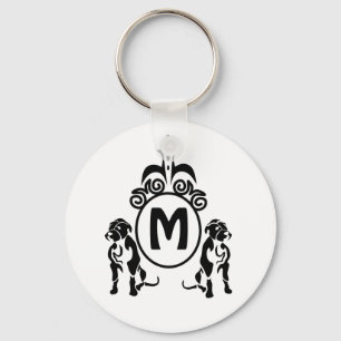 Two Guard Dog Monogram Key Ring