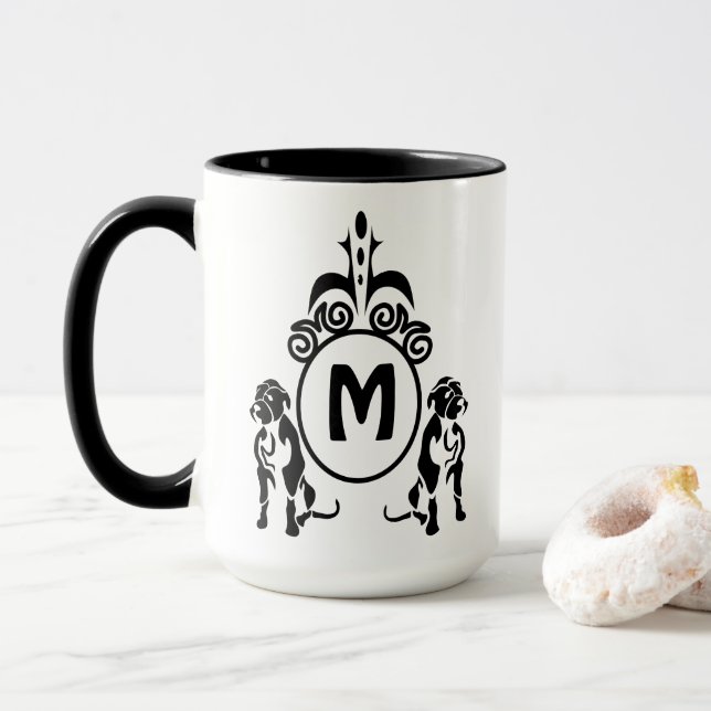 Two Guard Dog Monogram Mug (With Donut)