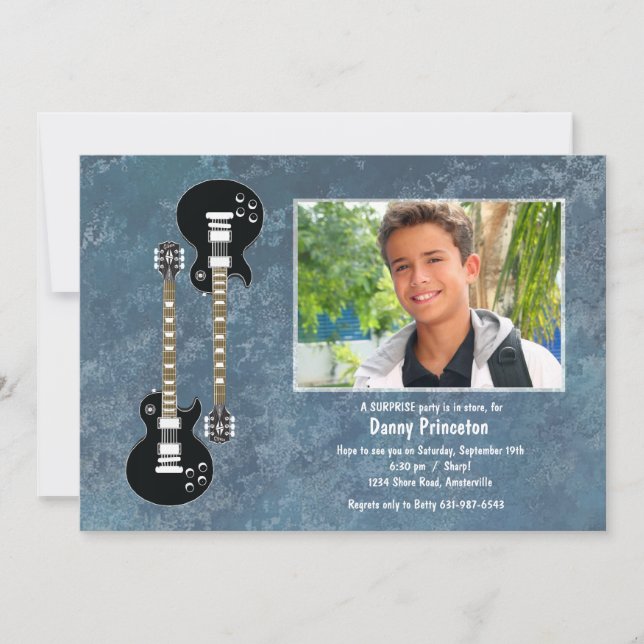 Two Guitars Photo Invitation (Front)