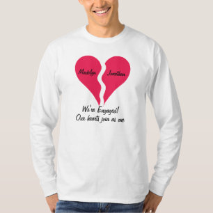 Two Halves Hearts Join as One Love Engagement T-Shirt