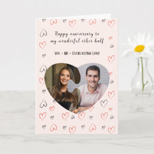 Two Halves of One Heart Anniversary Photo Card