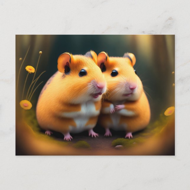 Two hamsters in Love Postcard (Front)