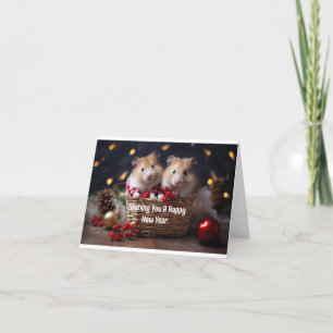 Two Hamsters New Year Holiday Card