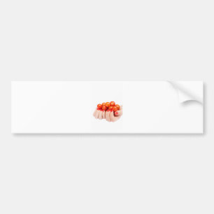 Two hands holding cherry tomatoes bumper sticker