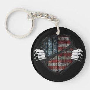 Two Hands Ripping Revealing Flag Customised Key Ring