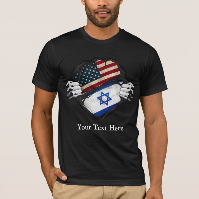 Two Hands Ripping Revealing Flag Customised T-Shirt (Front)