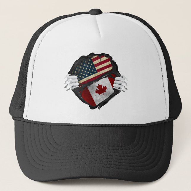 Two Hands Ripping Revealing Flag Customised Trucker Hat (Front)