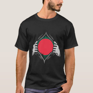 Two Hands Ripping Revealing Flag of Bangladesh T-Shirt