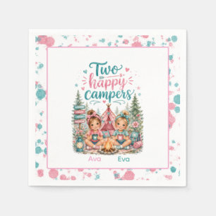 Two Happy Campers Twin Girls' Birthday Party Napkin