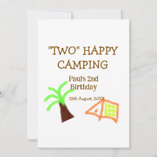 Two happy camping 2nd birthday tree camp kids invitation