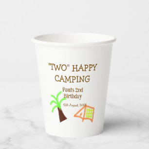 Two happy camping 2nd birthday tree camp kids paper cups