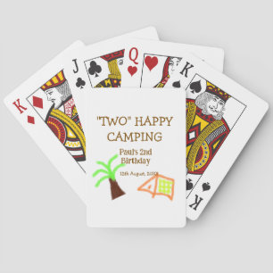 Two happy camping 2nd birthday tree camp kids playing cards