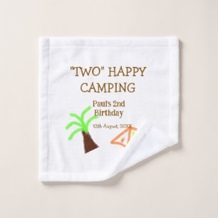 Two happy camping 2nd birthday tree camp kids wash cloth