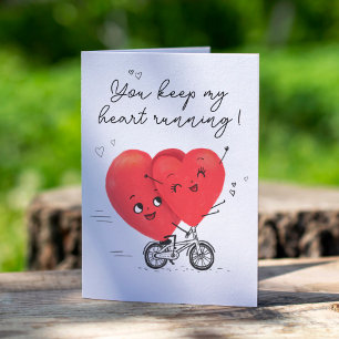 Two Happy Hearts Bicycle Cute Valentines Day Card