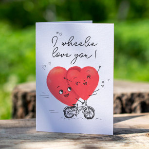 Two Happy Hearts Bicycle Cute Valentines Day Card