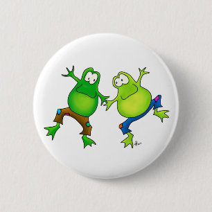 Two Happy Jumping Frog Buddies 6 Cm Round Badge