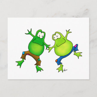 Two Happy Jumping Frog Buddies Postcard
