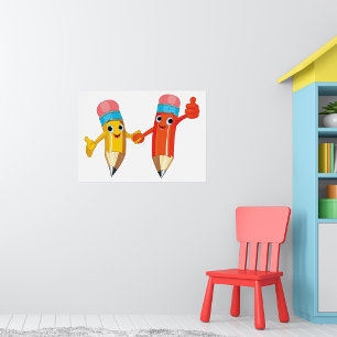 Two Happy Pencils Poster