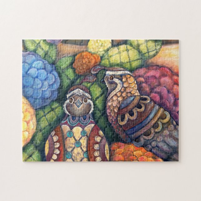 Two Happy Quail Jigsaw Puzzle (Horizontal)