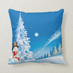 Two Happy Snowmen Cushion