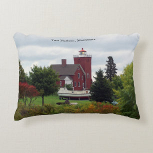 Two Harbors Lighthouses double sided pillow