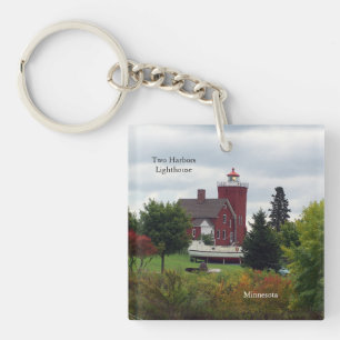 Two Harbour Lighthouse & Boat acrylic key chain