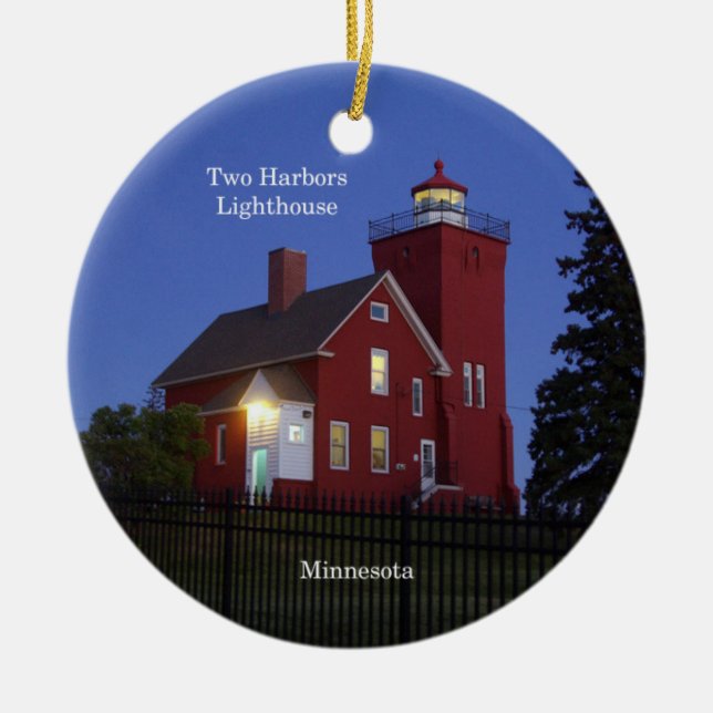 Two Harbours Lighthouse at dusk ornament (Front)