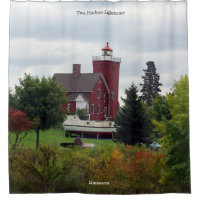 Two Harbours Lighthouse & Boat shower curtain