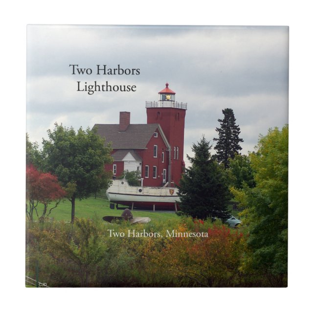 Two Harbours Lighthouse & boat tile (Front)