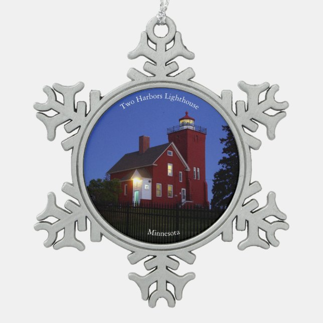 Two Harbours Lighthouse dusk ornament (Front)