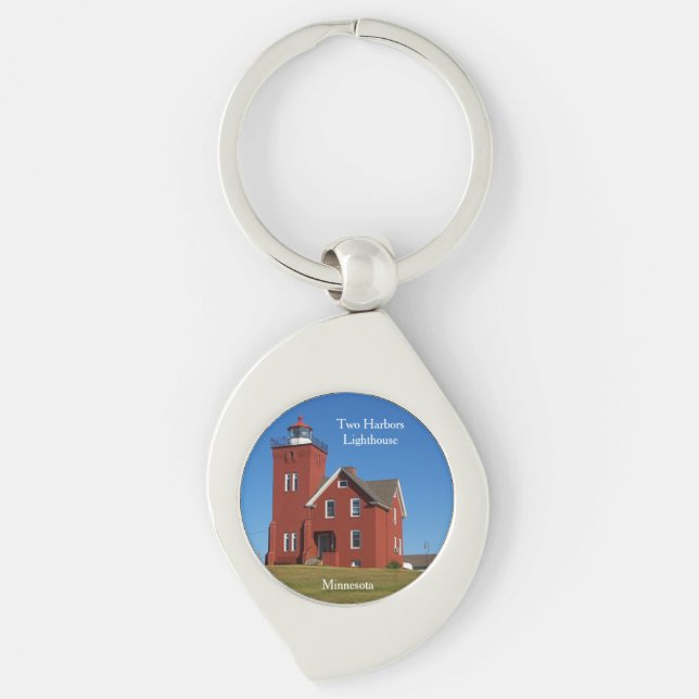 Two Harbours Lighthouse metal key chain (Front)