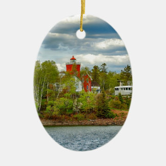 Two Harbours Lighthouse (Summer) Ceramic Tree Decoration