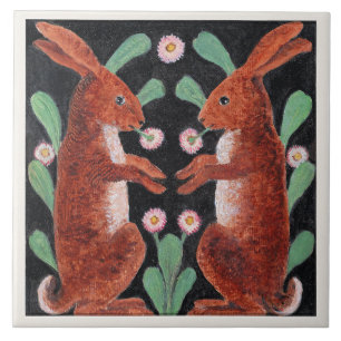 Two Hares by William Bell Scott Ceramic Tile